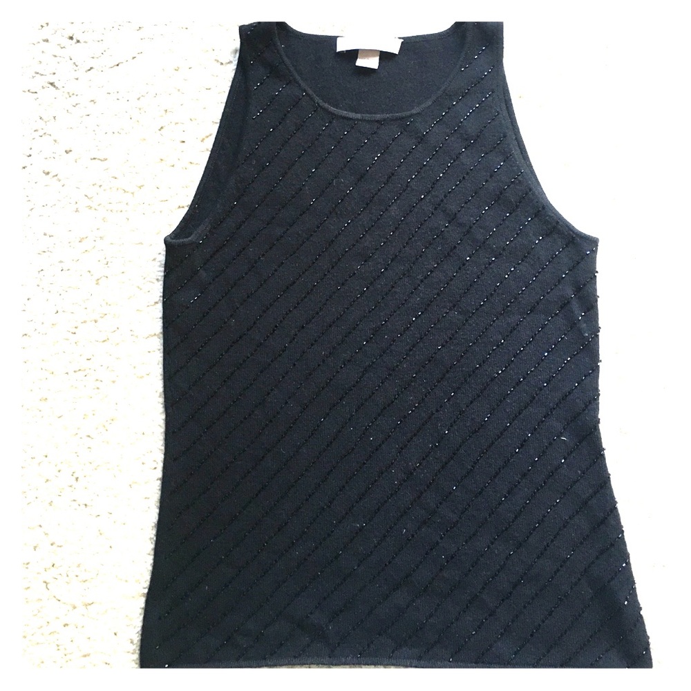 Black beaded cashmere tank