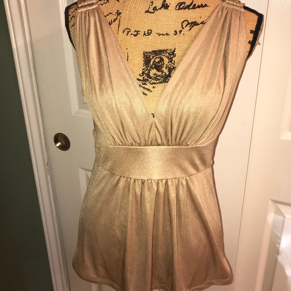 Gold Metallic Deep-V front and back shirt