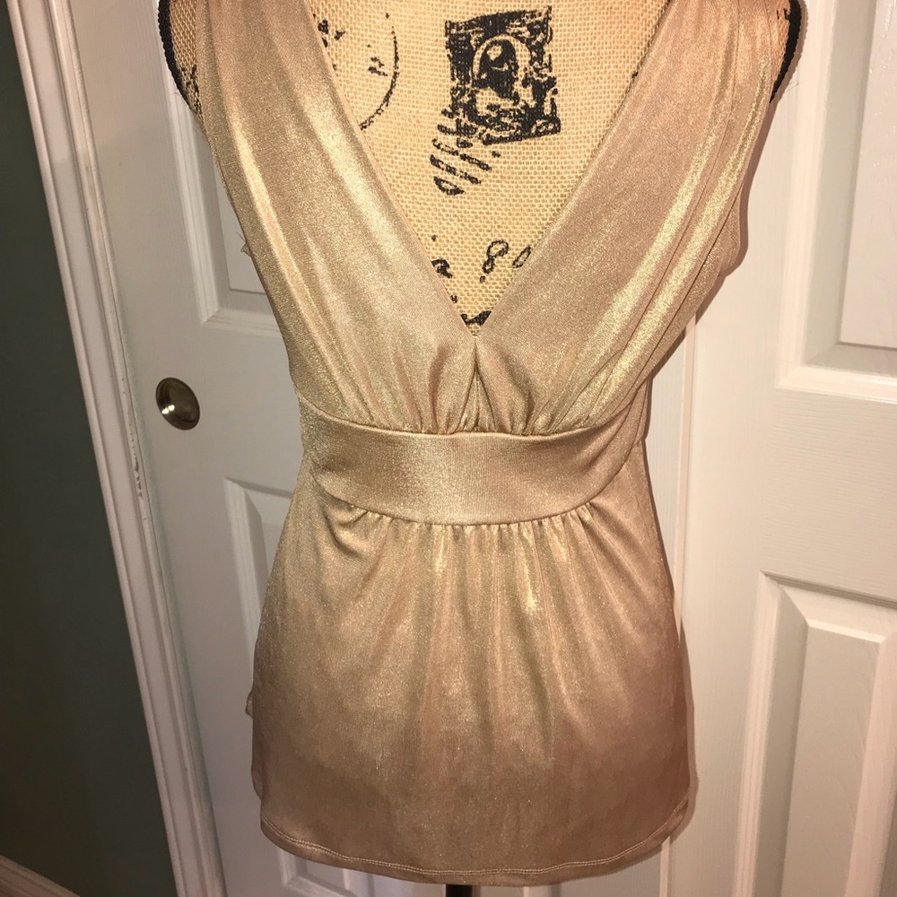 Gold Metallic Deep-V front and back shirt - Picture 2 of 4