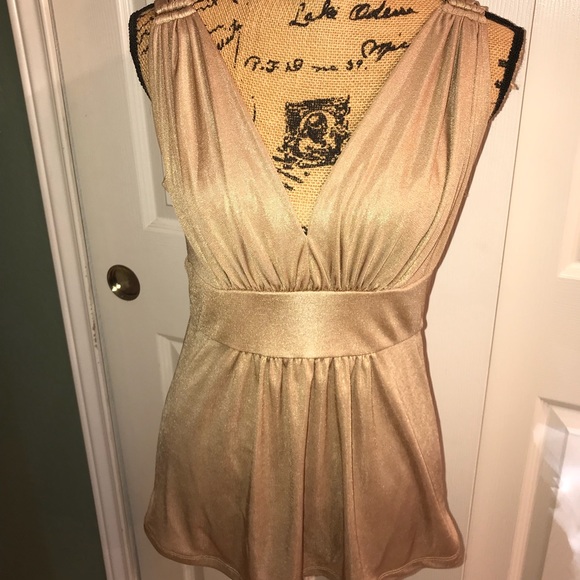 Gold Metallic Deep-V front and back shirt - Picture 1 of 4