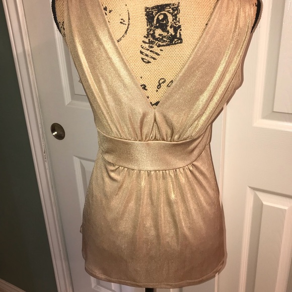 Gold Metallic Deep-V front and back shirt - Picture 2 of 4