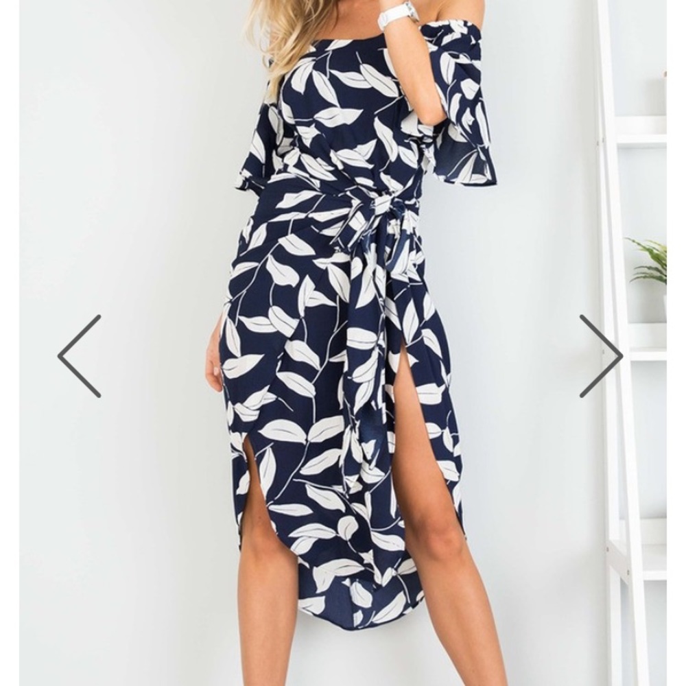 Showpo Think Bigger Navy Print Dress - Brand New!