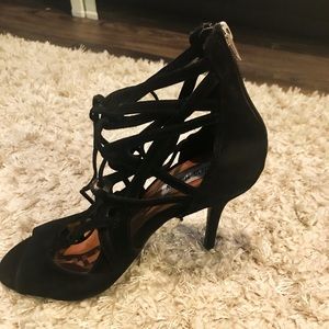 Steve Madden black lace up suede black heels