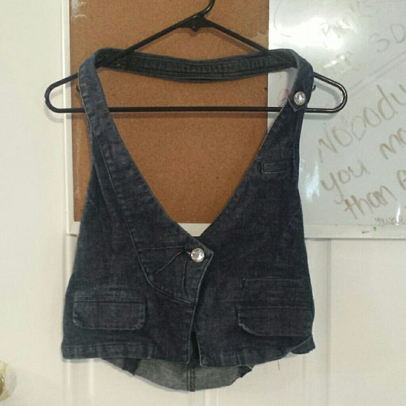 Jean open back crop top - Picture 1 of 2