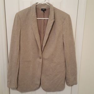 Tan/grey jersey knit blazer