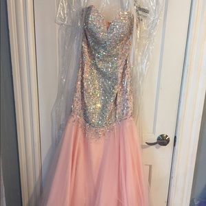Strapless Bejeweled Prom Dress