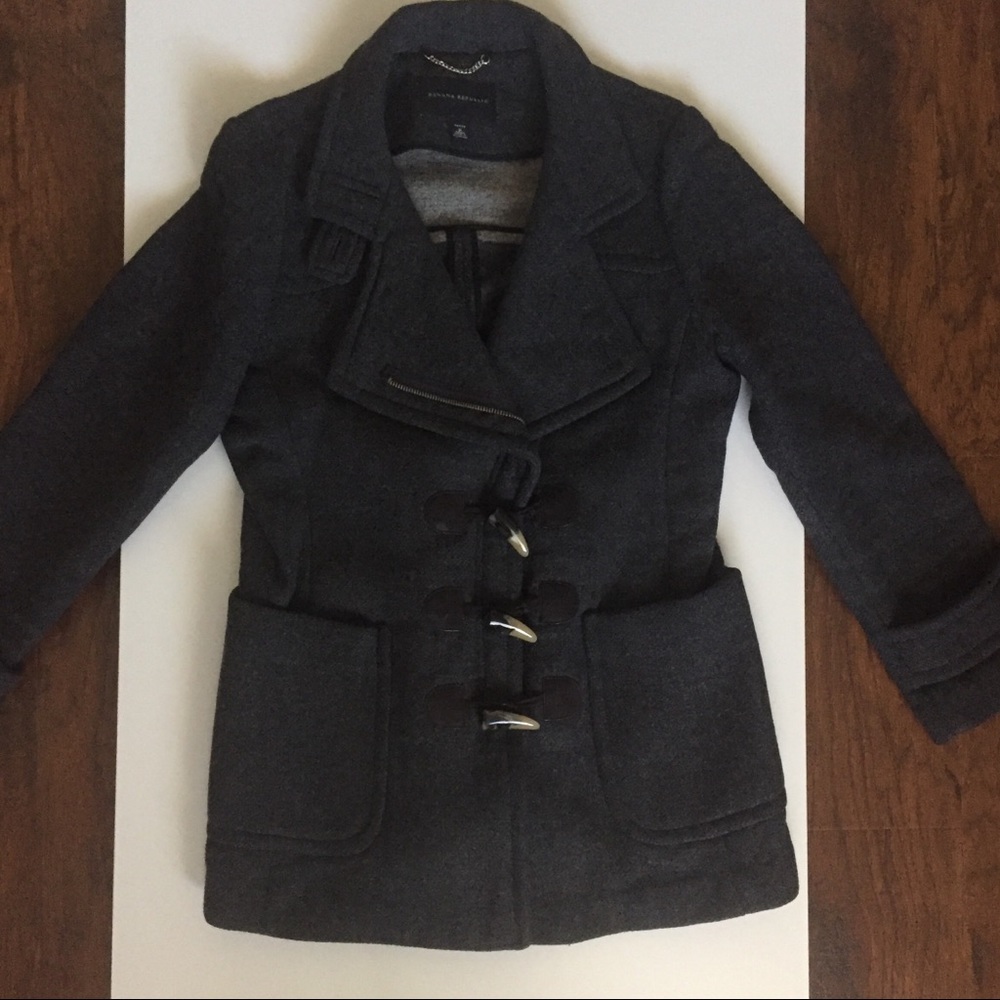 Banana Republic charcoal duffle toggle coat Sz MP