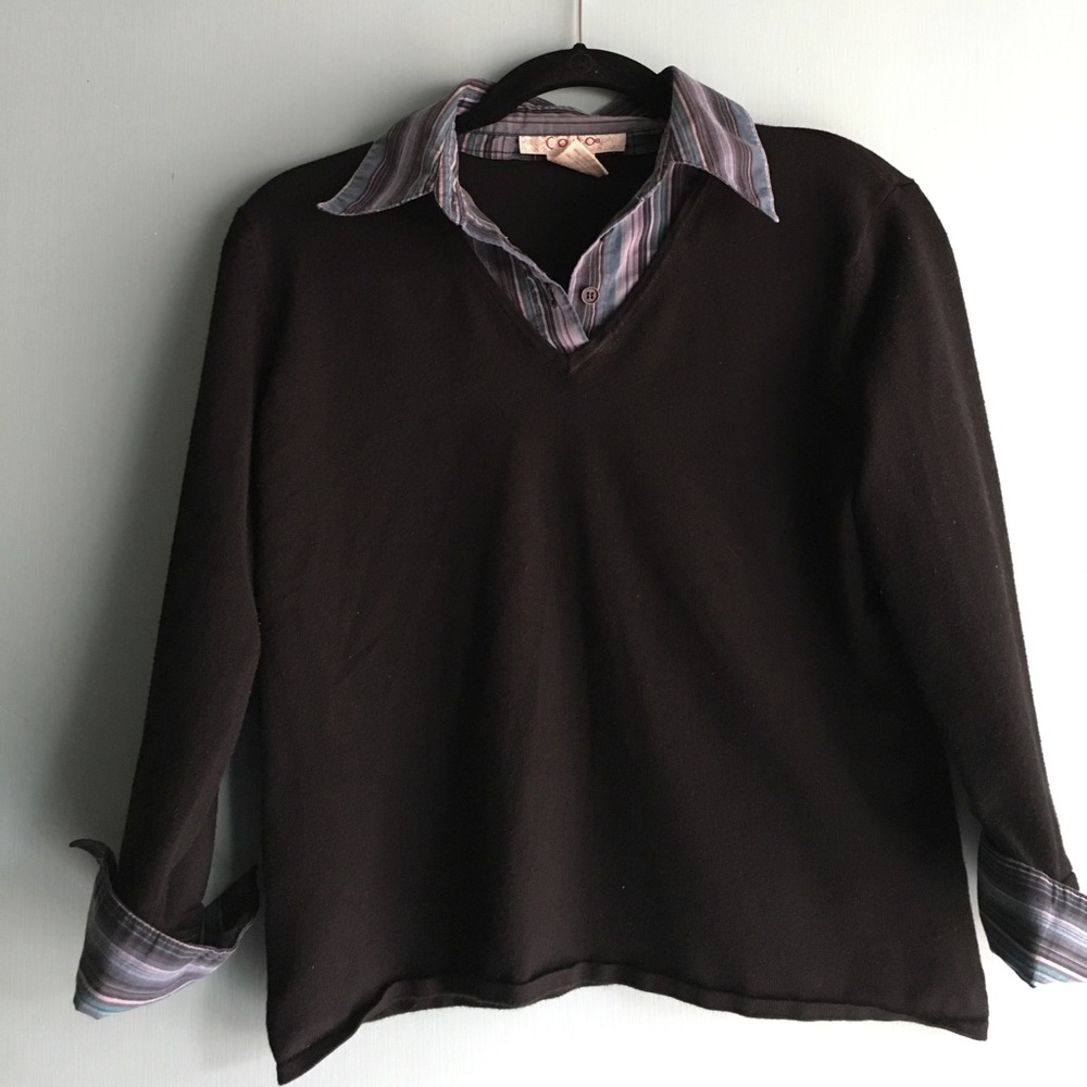 Como Mock Layer V Neck Sweater - Medium