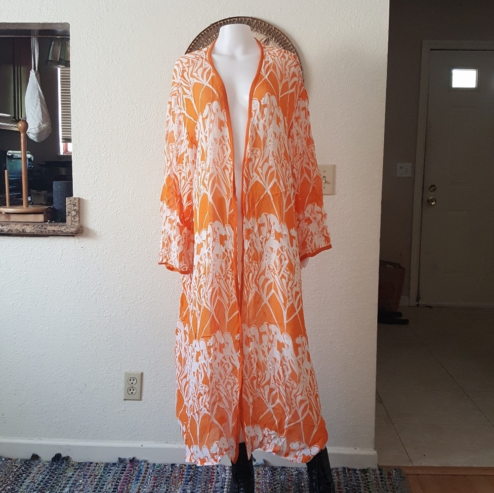 Orange print cover up