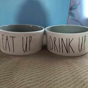 ⭐️ 2 Rae Dunn “EAT UP” “DRINK UP” dog bowls
