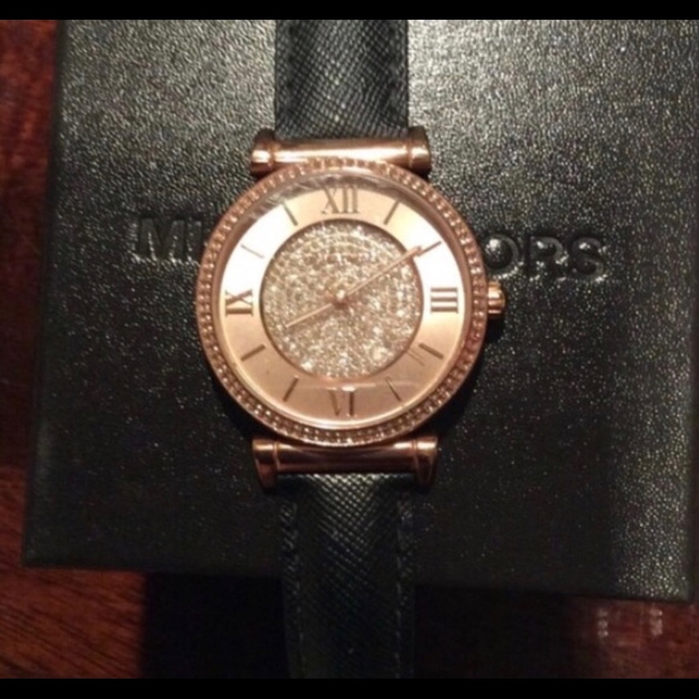 Rose Gold & Black Michael Kors Watch