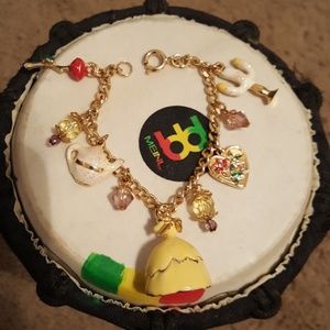 Beauty and the beast gold tone charm bracelet!