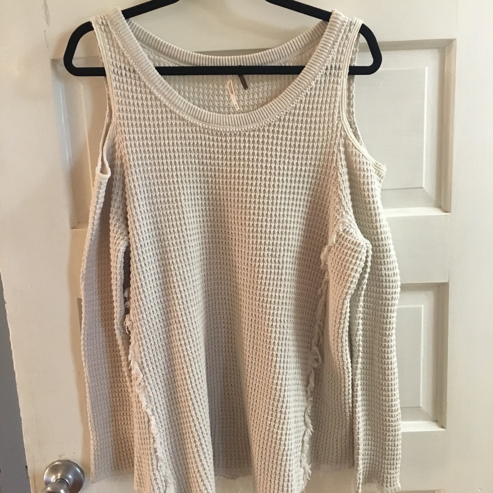 Off white Free People Shoulder Cut Out Sweater