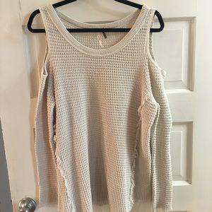 Off white Free People Shoulder Cut Out Sweater