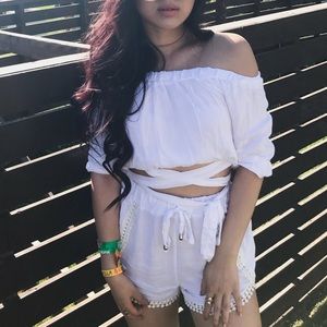 White 2 Piece Off the Shoulder Set