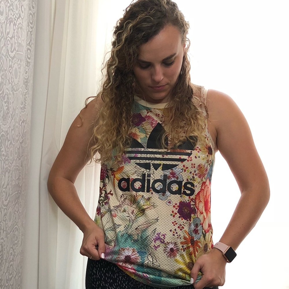 Adidias floral muscle tank