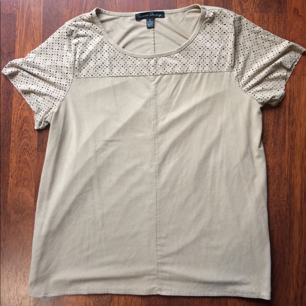 Seude Texture Top with Cut Out Design