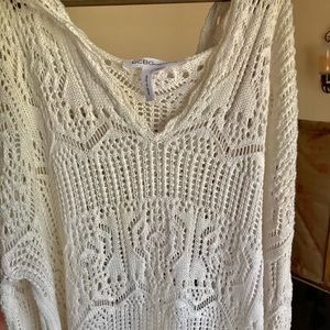 BCBG Crochet  Knit Pullover/Cover Up with Hoodie