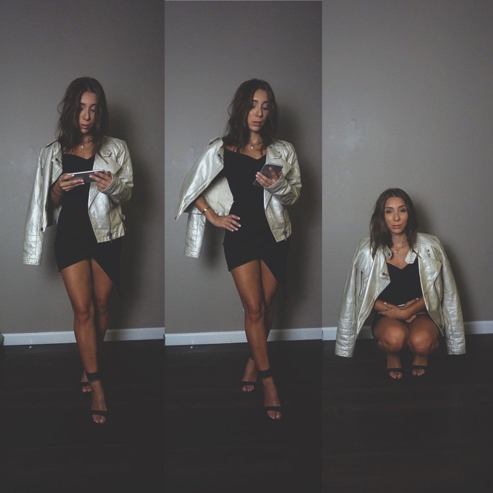 Faux leather white silver jacket VINTAGE