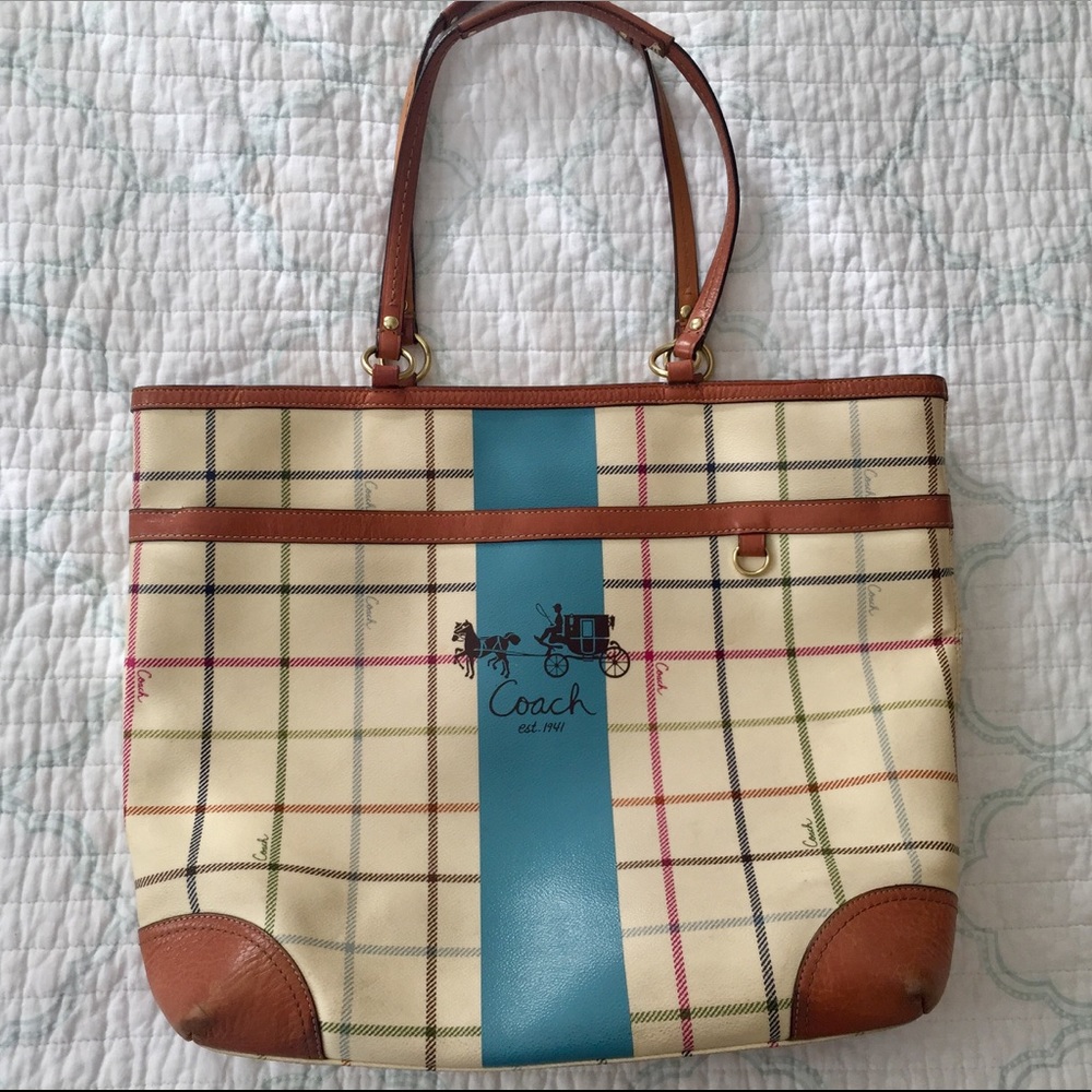 Large Coach Tattersall Tote