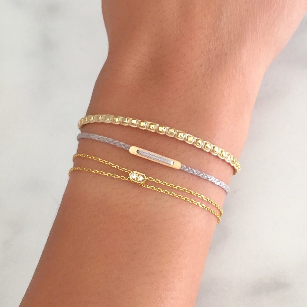 dainty gold beaded layering wrap bracelet