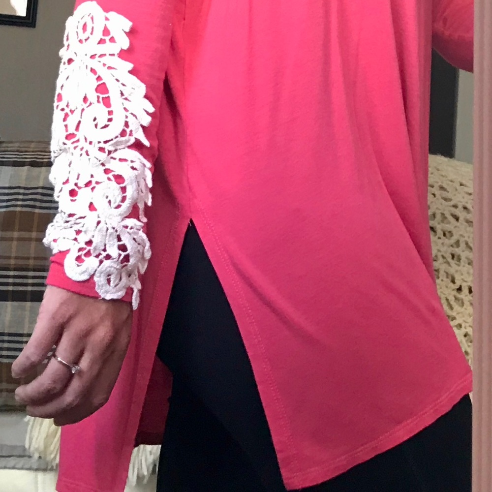 SOLD Beautiful long sleeve shirt with lace detail