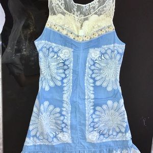 FREE PEOPLE Illusion Lace & Ruffles Paisley Dress