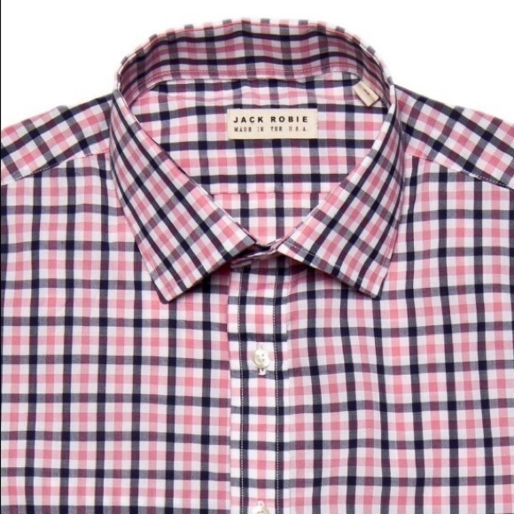 Pink & Black Check Spread Collar
