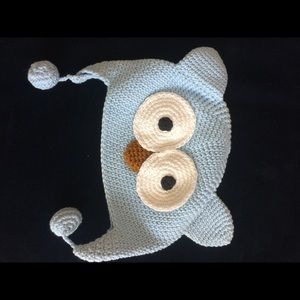Hand made knitted blue baby hat