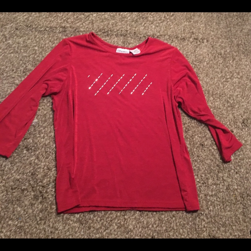 Kathy Ireland dressy red top