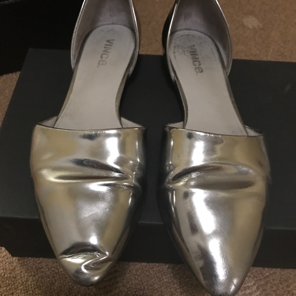 Vince D'orsay silver flats
