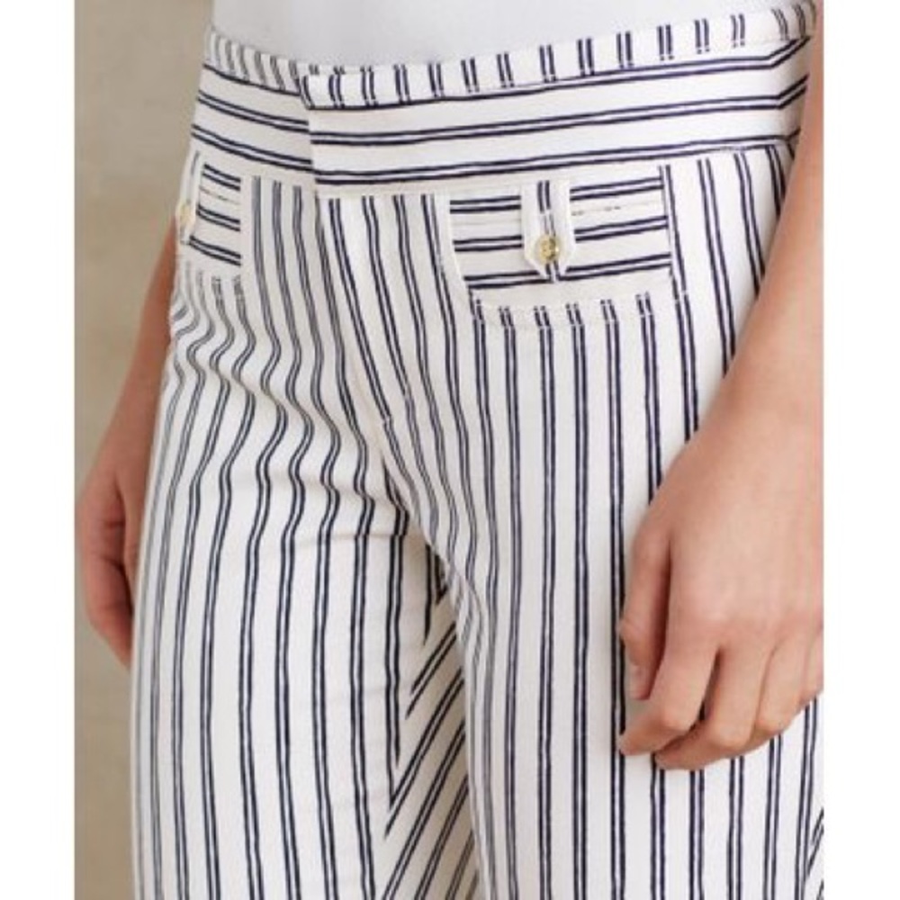 Anthro Women's White Striped Charlie Trousers