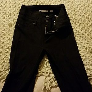 High waisted black jean leggings