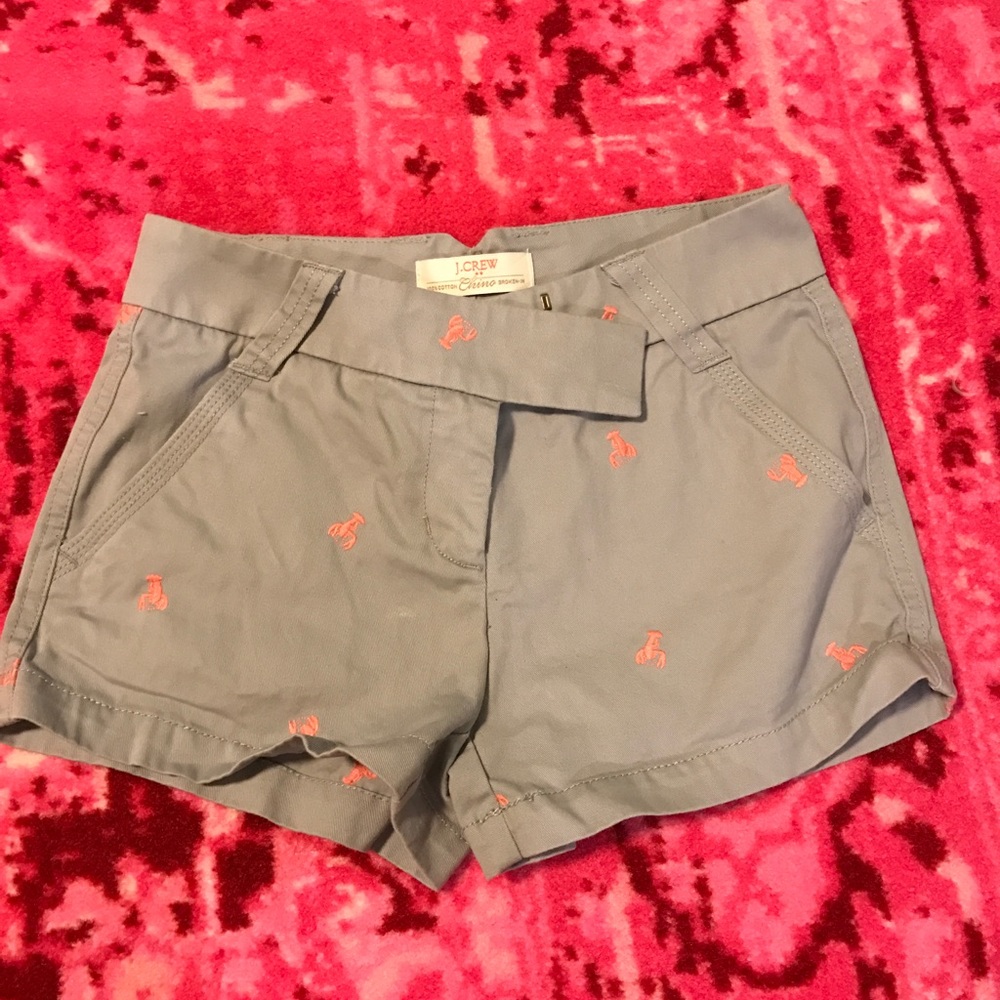Jcrew sZ 0 grey short with lobsters in coral