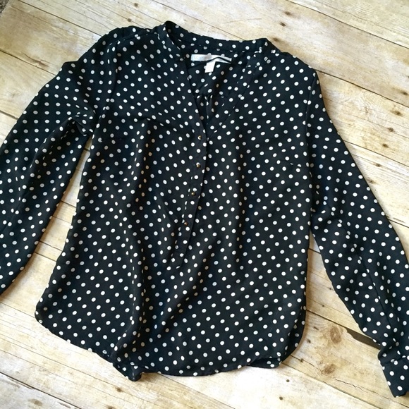 LC Lauren Conrad Tops - Lauren Conrad Long Sleeved Polka Dot Blouse