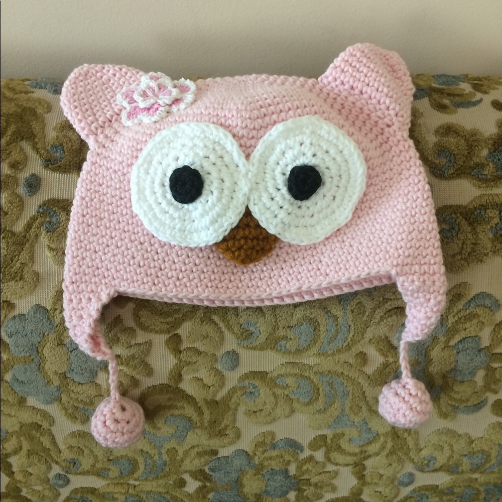 Hand made 100% cotton knitted cute babies hat pink