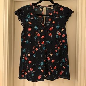 Daniel Rainn Katie Crochet sleeve blouse