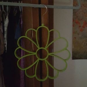 Green hanging scarf organizer