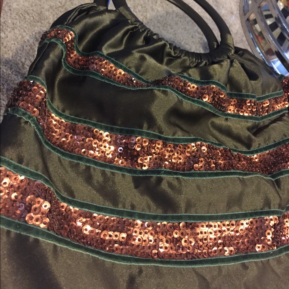 Adorable silk bag in dark green - Picture 2 of 3