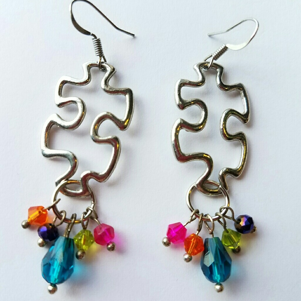 Handmade autism awareness dangle charm crystal nwt