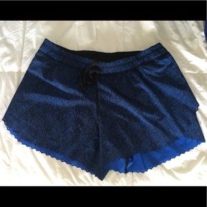 Blue and black lulu Lemon running shorts