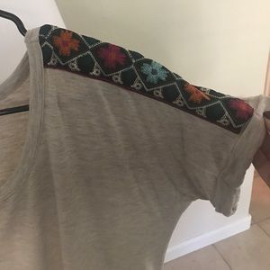 Loveappella maternity tee, embroidered sleeves