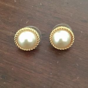 Gold Kate Spade Faux Pearl Earrings