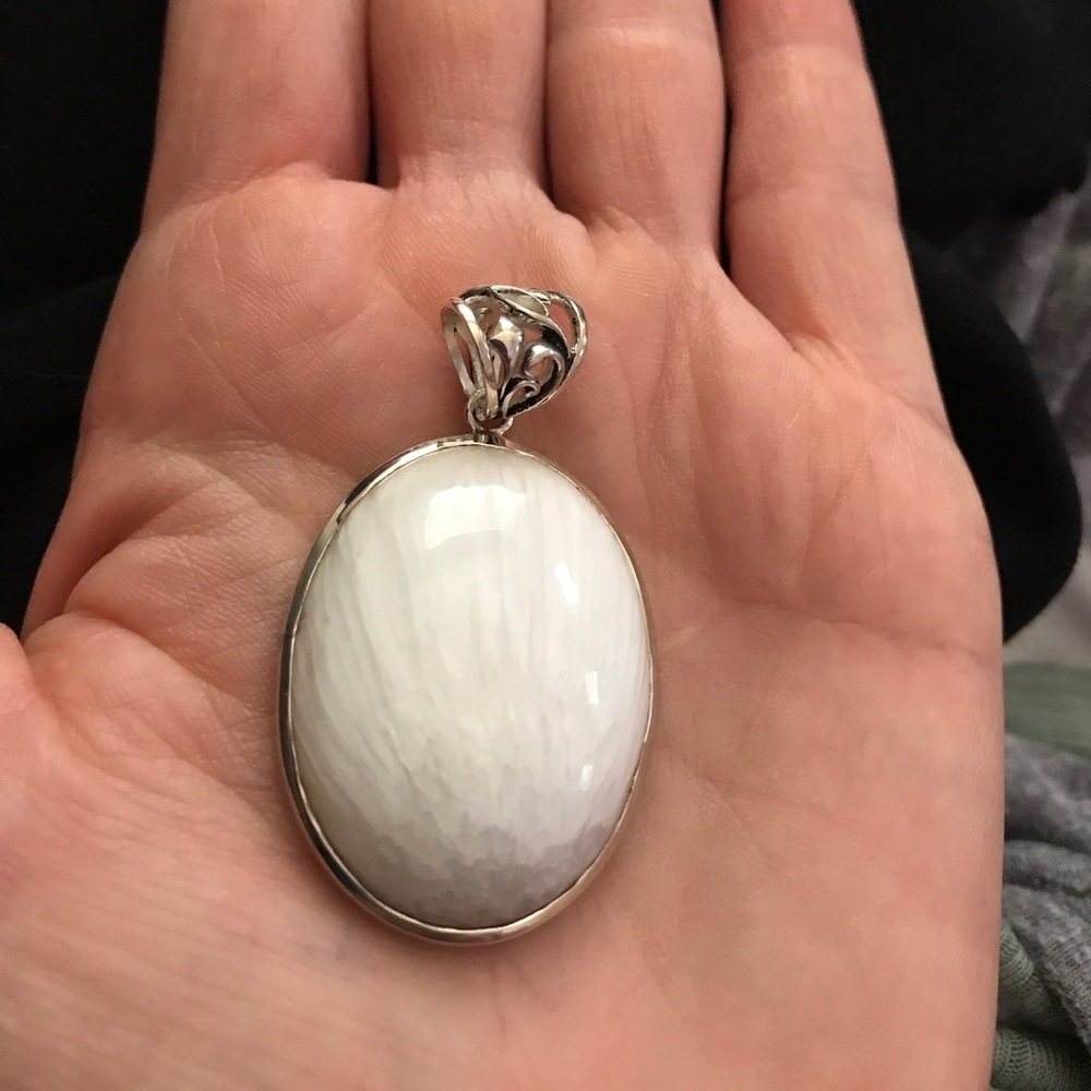 Semi precious white stone pendant