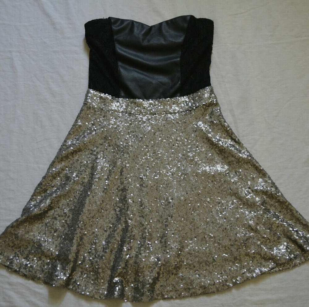 Silver Sequined Lace Dress - Picture 3 of 6