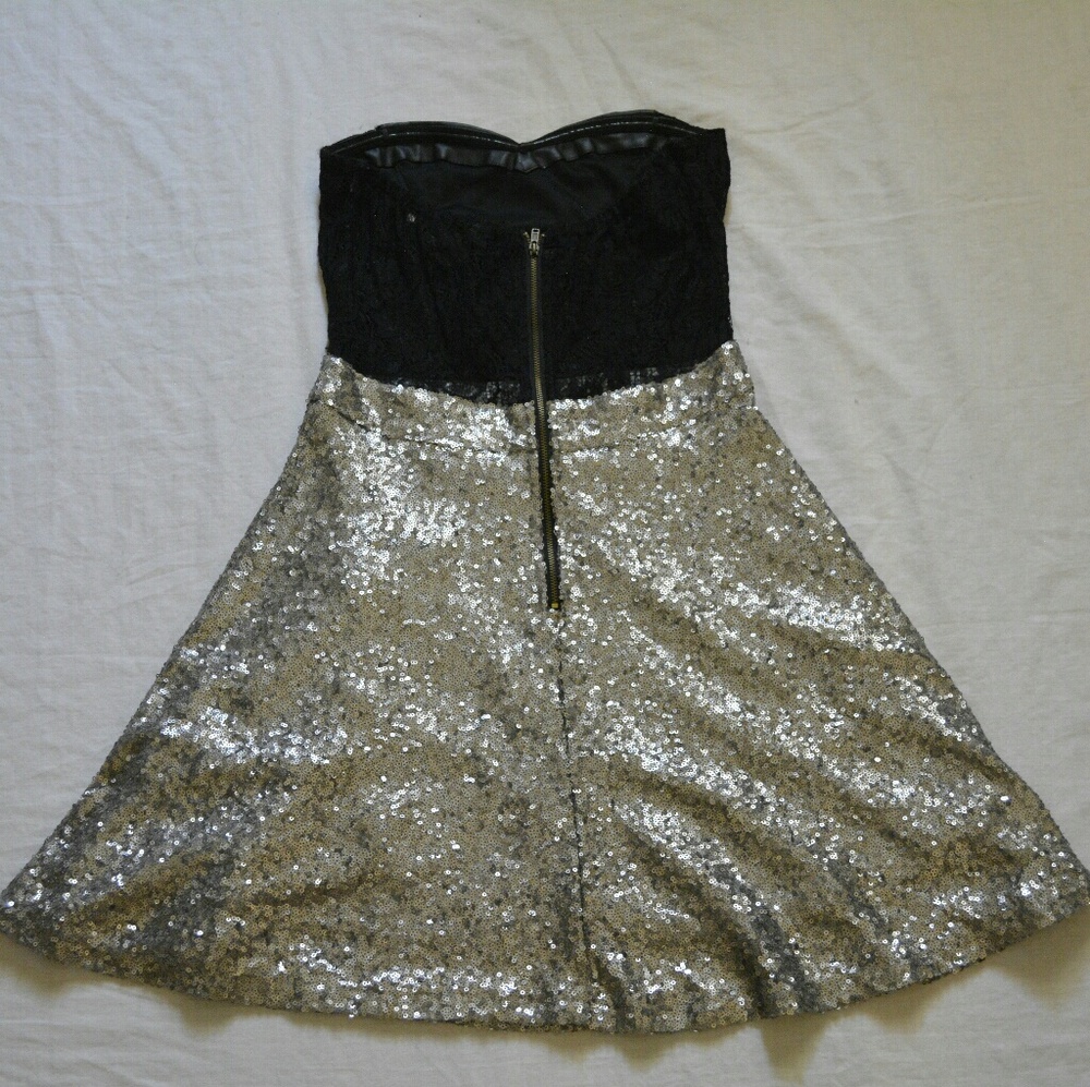 Silver Sequined Lace Dress - Picture 5 of 6