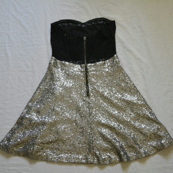 Silver Sequined Lace Dress - Picture 5 of 6