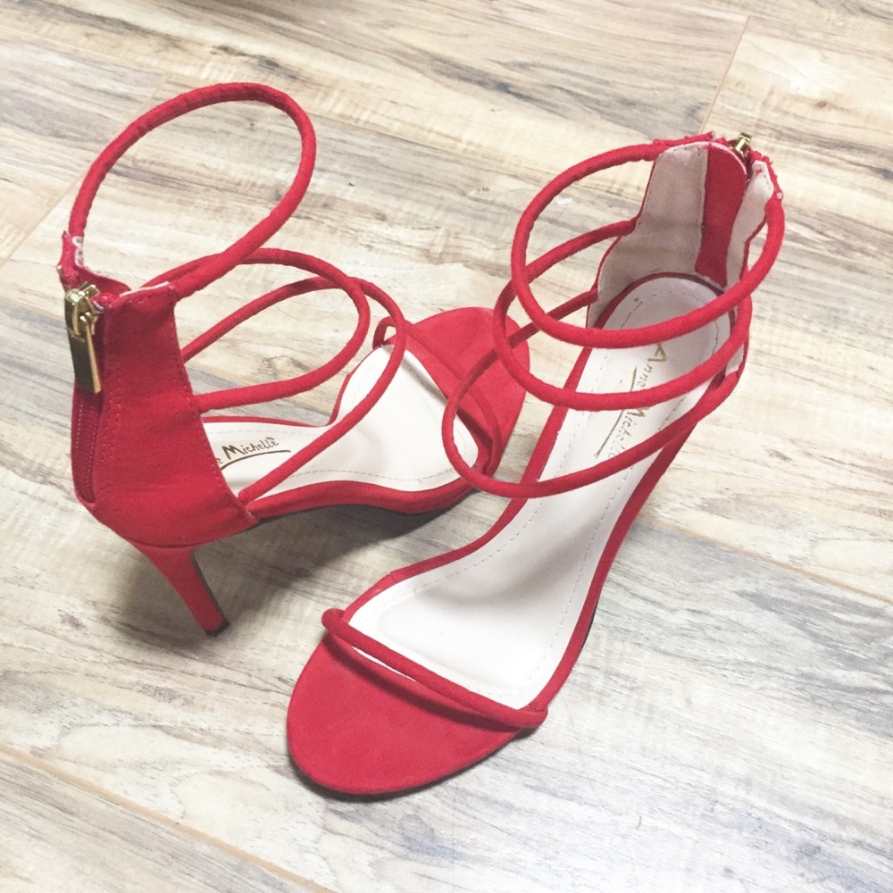 Red strappy heels