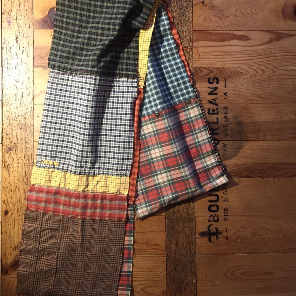 Upcycled multi plaid scarf // Spiced Vanilla - Picture 2 of 7
