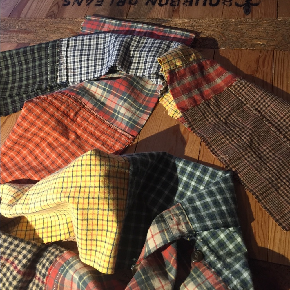 Upcycled multi plaid scarf // Spiced Vanilla - Picture 5 of 7